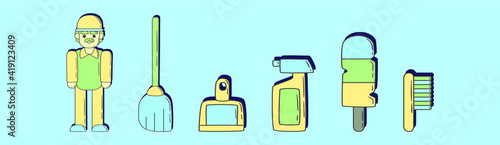 set of caretaker cartoon icon design template with various models. vector illustration isolated on blue background