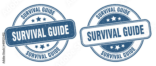 survival guide stamp. survival guide label. round grunge sign