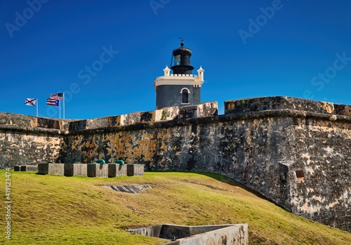 Castillo San Felipe del Morro El Morro Lighthouse, San Juan, Puerto Rico. Castillo San Felipe del Morro is designated as UNESCO World Heritage Site since 1983. photo
