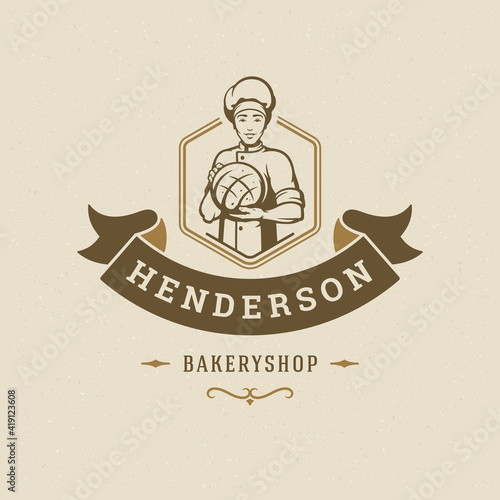 Bakery badge or label retro vector illustration.