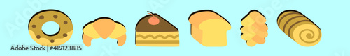 set of challah bread cartoon icon design template with various models. vector illustration isolated on blue background