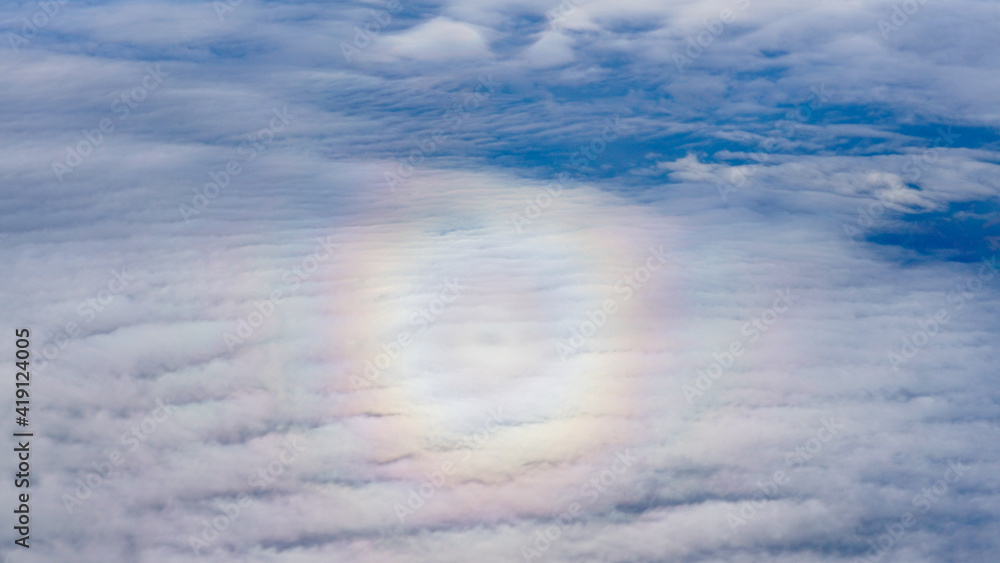 Fototapeta premium 飛行機からブロッケン現象（姫路市上空で空撮）