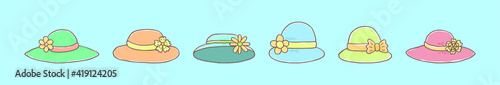set of kentucky derby hats cartoon icon design template with various models. vector illustration isolated on blue background