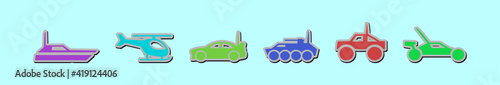 set of remote car cartoon icon design template with various models. vector illustration isolated on blue background