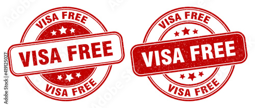 visa free stamp. visa free label. round grunge sign