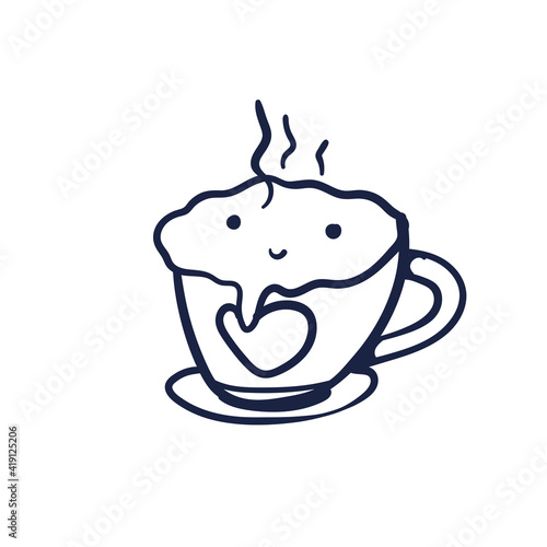 Tea or coffee cup vector doodle hand drawn line illustration