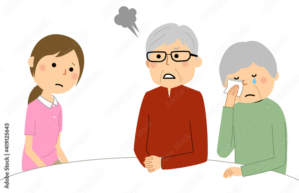 苦情を言う高齢者