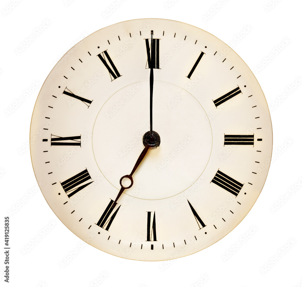 Seven o'clock. Clock face pointing wake up time conept Seven o'clock. Clock face pointing wake up time conept