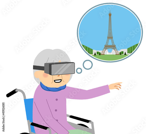 VRを楽しむ高齢女性