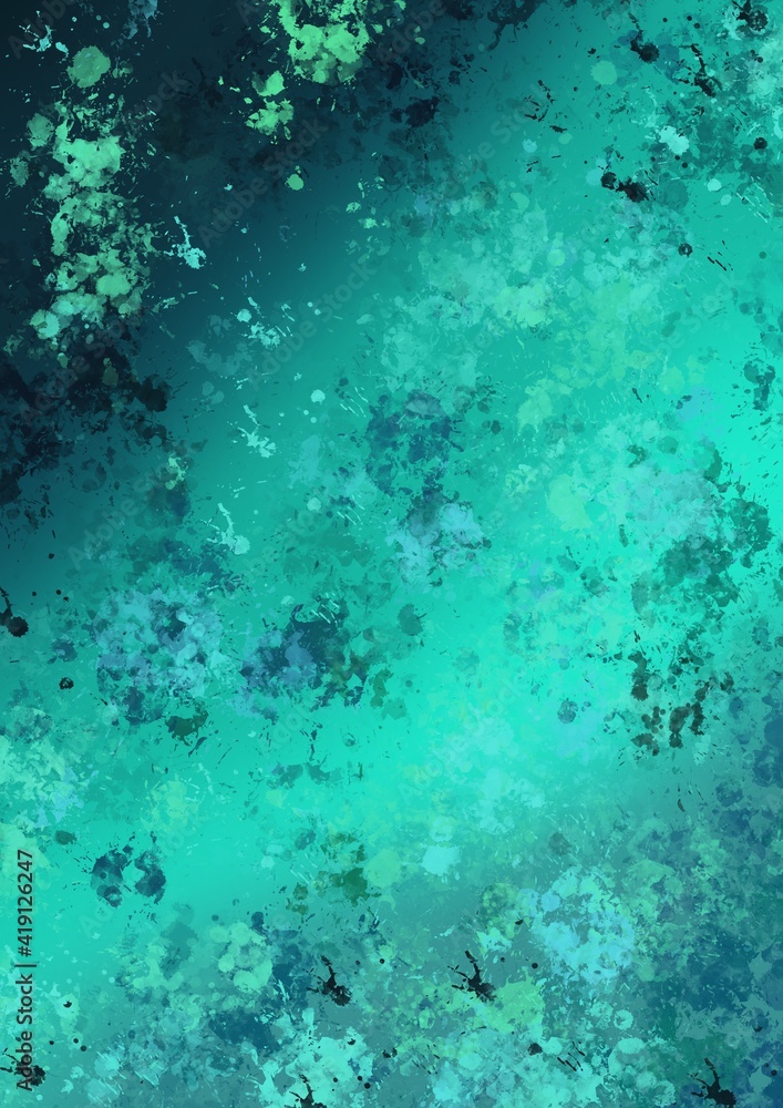 emerald vertical rectangle background with blue and green splashes