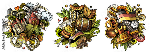 Germany cartoon vector doodle designs set.