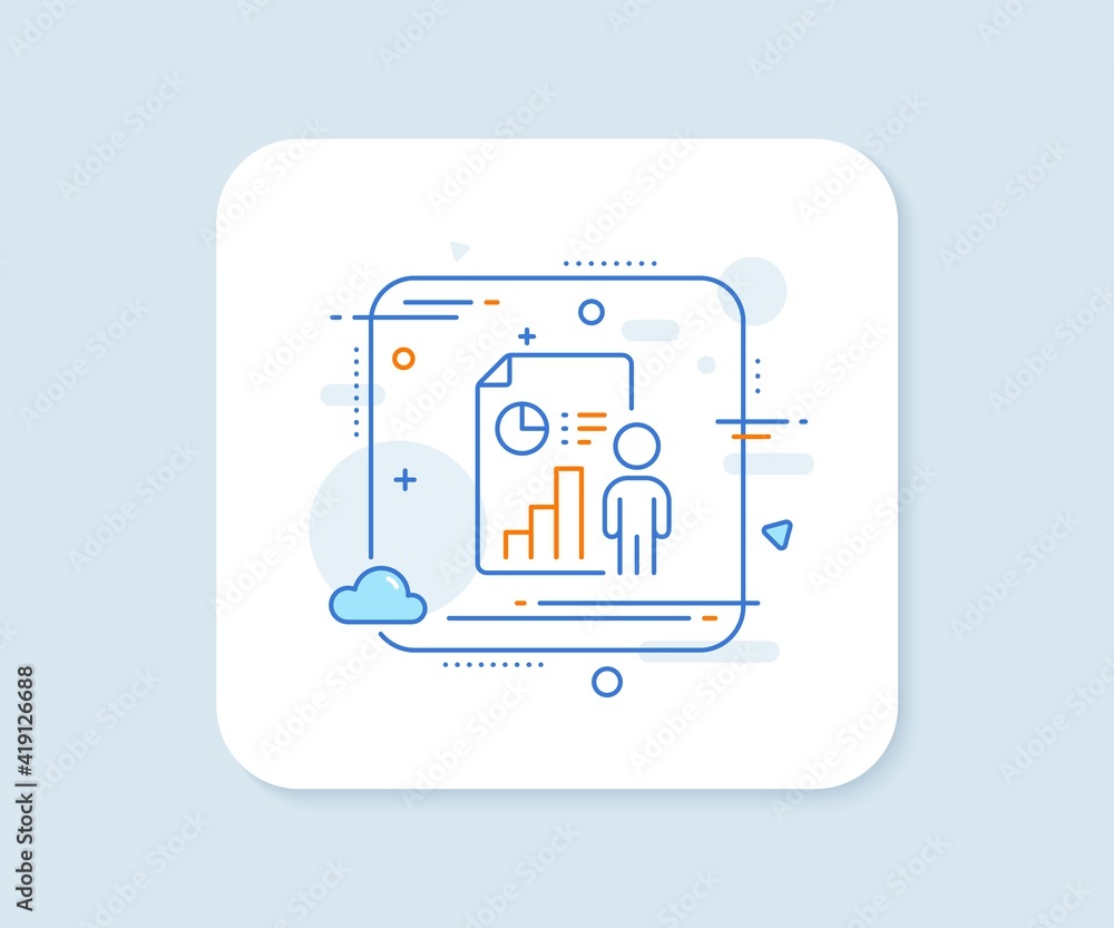Business report line icon. Abstract square vector button. Employee results sign. Organization statistics symbol. Business report line icon. Quality concept badge. Vector Business report line icon. Abstract square vector button. Employee results sign. Organization statistics symbol. Business report line icon. Quality concept badge. Vector
