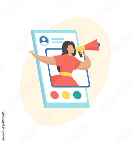 Social network promotion. Digital merketing concept. Flat vector illustration photo