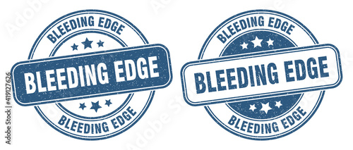 bleeding edge stamp. bleeding edge label. round grunge sign