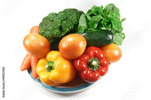 Various colored vegetables and fruits.