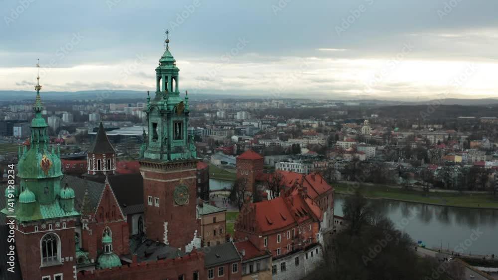 Aerial view of the beautiful Wawel castle in Krakow Aerial view of the beautiful Wawel castle in Krakow