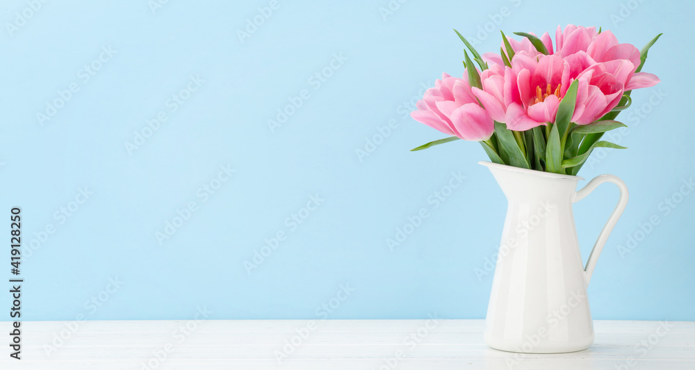 Pink tulip flowers bouquet