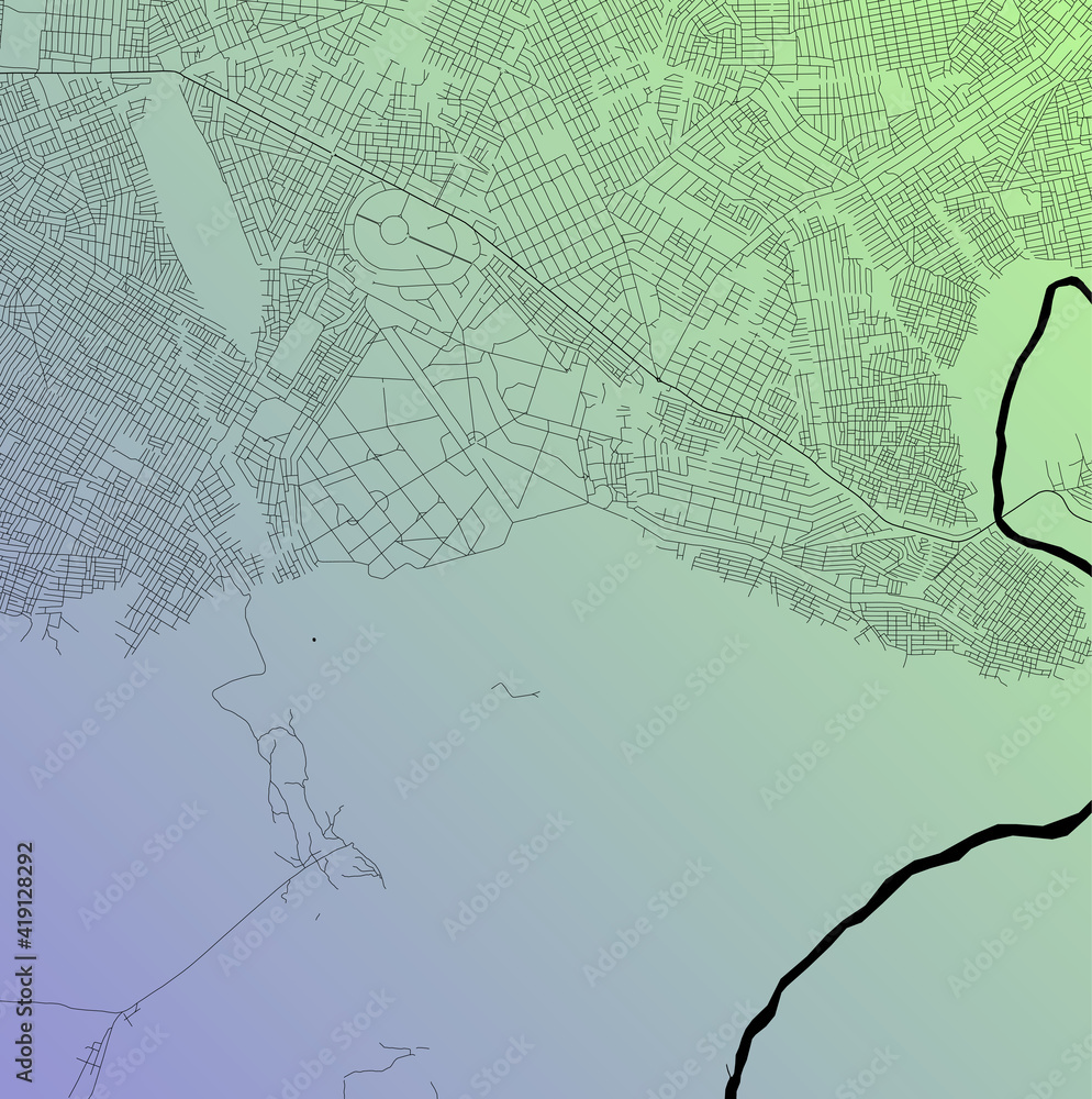 Mbuji-Mayi, Kasaï-Oriental, Congo (Kinshasa) (COD) - Urban vector city map with parks, rail and roads, highways, minimalist town plan design poster, city center, downtown, transit network Mbuji-Mayi, Kasaï-Oriental, Congo (Kinshasa) (COD) - Urban vector city map with parks, rail and roads, highways, minimalist town plan design poster, city center, downtown, transit network