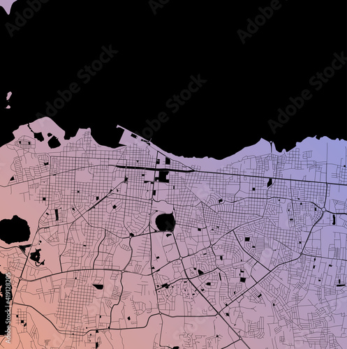 Managua, Nicaragua (NIC) - Urban vector city map with parks, rail and roads, highways, minimalist town plan design poster, city center, downtown, transit network, street blueprint