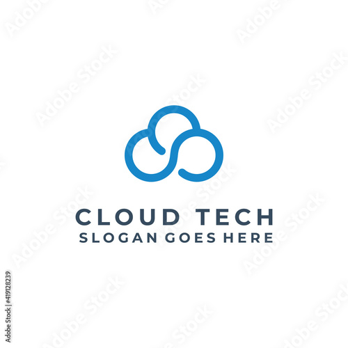 Cloud logo design technology icon logotype