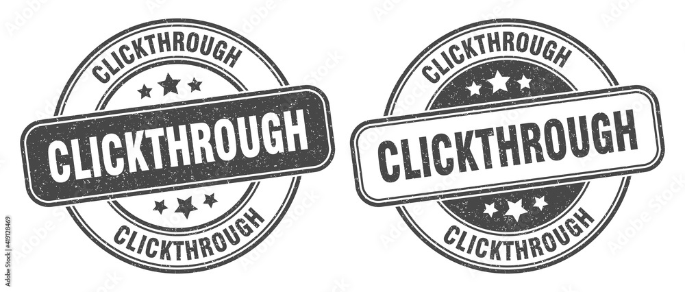 Fototapeta premium clickthrough stamp. clickthrough label. round grunge sign