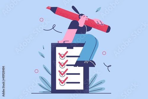 Time management, checklist and successful self organisation concept