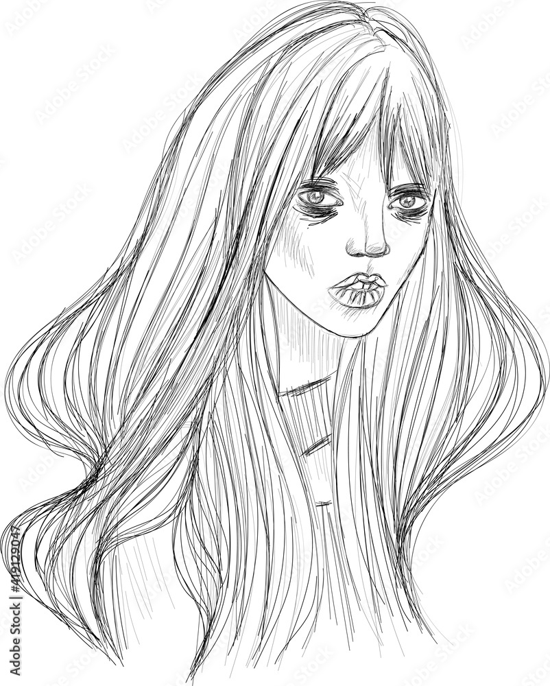 black and white original portrait sketch black and white original portrait sketch