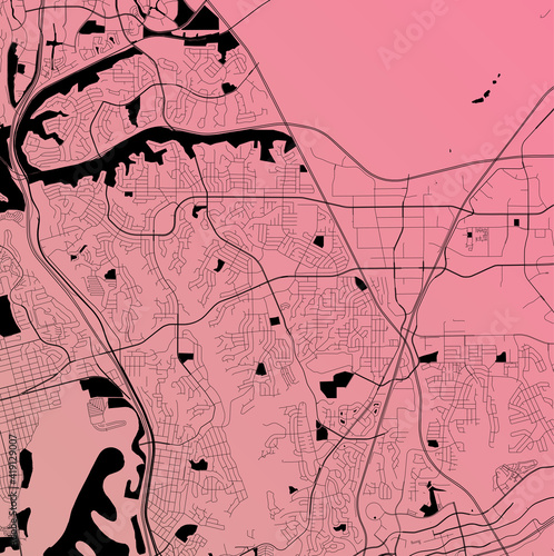San Diego, California, United States (USA) - Urban vector city map with parks, rail and roads, highways, minimalist town plan design poster, city center, downtown, transit network, street blueprint