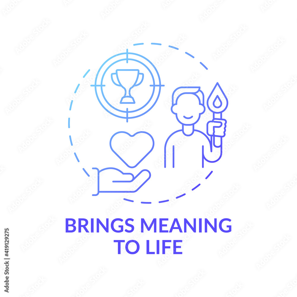 Brings meaning to life blue gradient concept icon. Search for purpose. Personal potential. Religious value and spirituality idea thin line illustration. Vector isolated outline RGB color drawing