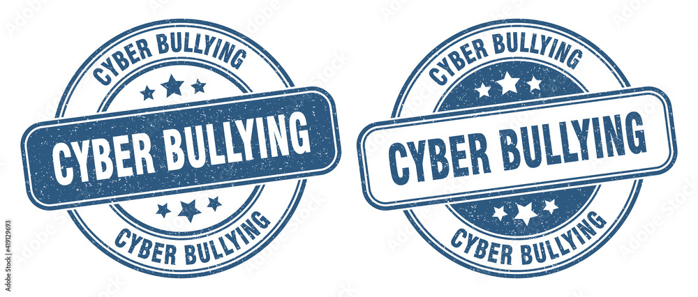 cyber bullying stamp. cyber bullying label. round grunge sign