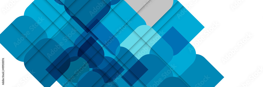 Obraz premium Modern blue grey white square geometrical abstract background. Business or technology presentation design template, brochure or flyer pattern, or geometric web banner 