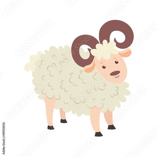 Vector illustration cartoon sheep isolated on white. Farm animal