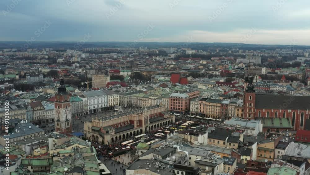 Flight over Krakow Nain square Flight over Krakow Nain square