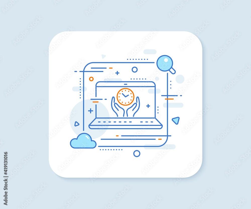 Safe time line icon. Abstract vector button. Clock sign. Hold watch symbol. Safe time line icon. Laptop concept badge. Vector Safe time line icon. Abstract vector button. Clock sign. Hold watch symbol. Safe time line icon. Laptop concept badge. Vector