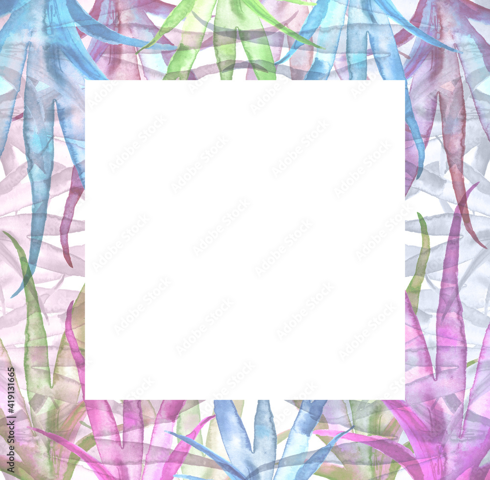 Tropical plants, leaves, wild grass. Underwater world, seabed, seaweed in watercolor. Watercolor illustration, banner, background. World of aquariums.Colorful grass, leaves.Shawl with leaves.square Tropical plants, leaves, wild grass. Underwater world, seabed, seaweed in watercolor. Watercolor illustration, banner, background. World of aquariums.Colorful grass, leaves.Shawl with leaves.square