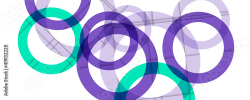 Abstract colorful geometric composition - multicolored circle background with purple green white color