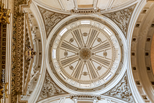 view of the cupola and decorative ceiling of the San Francisco de Borja chapel in the Valencia cathedral