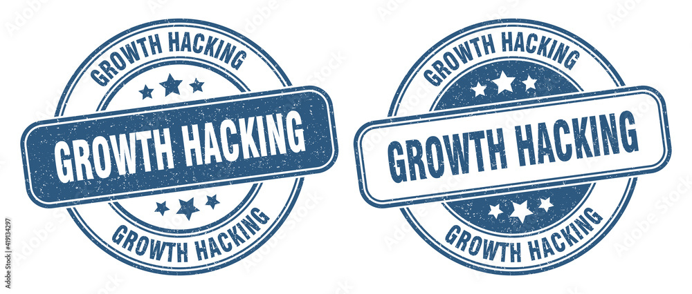growth hacking stamp. growth hacking label. round grunge sign
