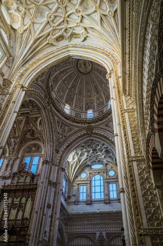 Inside the moorish Cordoba Mezquita Catedral  an impressive gothic and baroque cathedral  built on a mosque in Andalusia  Spain