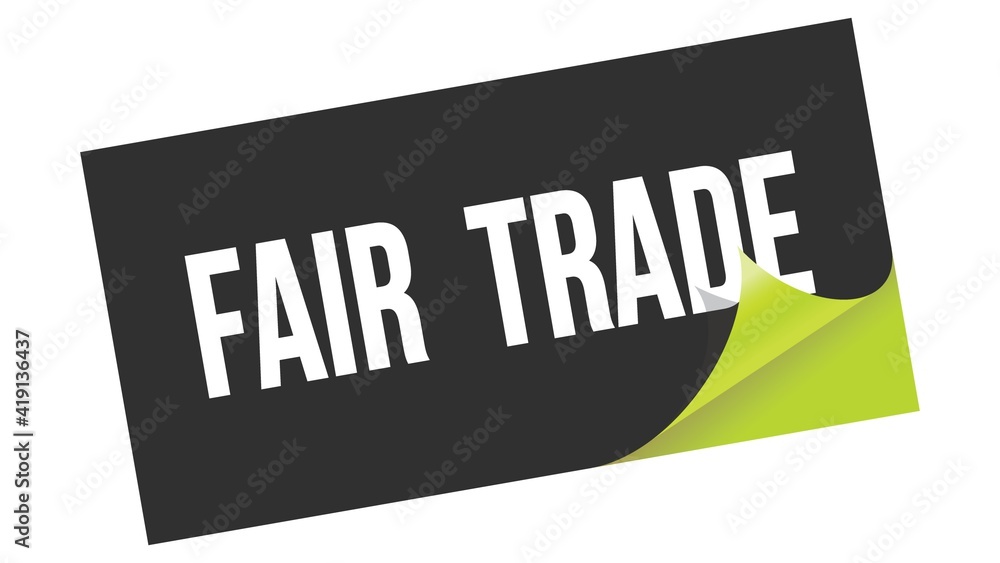 FAIR TRADE text on black green sticker stamp. FAIR TRADE text on black green sticker stamp.