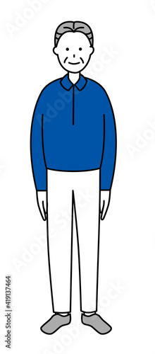Simple, cute, smile, whole body, grandpa