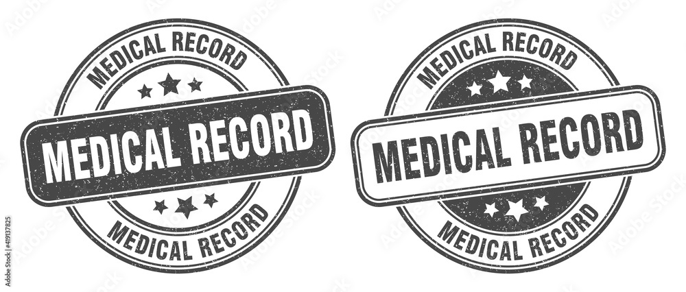 Fototapeta premium medical record stamp. medical record label. round grunge sign