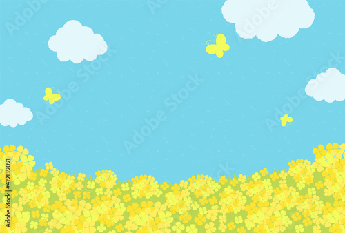 vector background with canola flower field for banners, cards, flyers, social media wallpapers, etc.