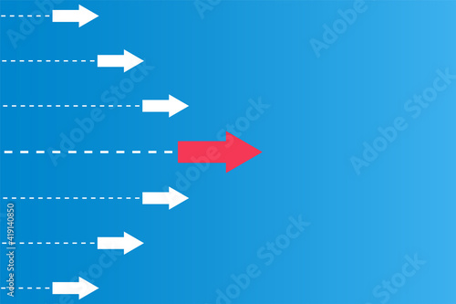Have leadership or different concepts with directions Flying insects Red and white paper and route lines on a blue background