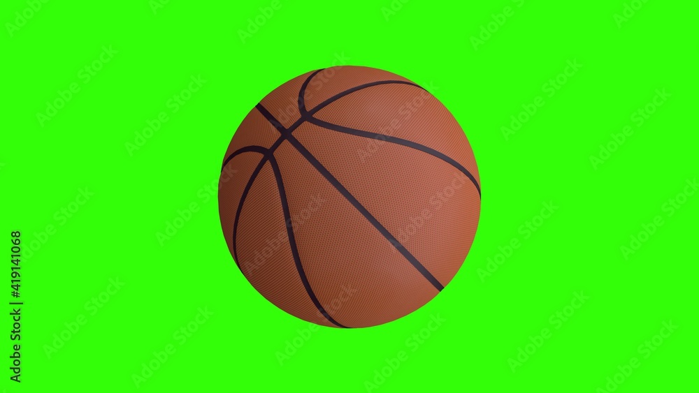 3d rendering basketball ball isolated on green screen background. 3d illustration