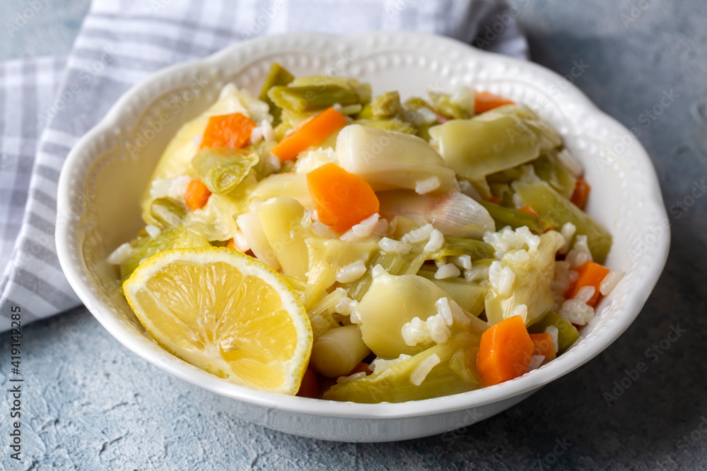 Turkish Cuisine. Leek with Olive Oil (Turkish name; Zeytinyagli Pirasa) Turkish Braised Leeks and Carrots In Olive Oil. Turkish Cuisine. Leek with Olive Oil (Turkish name; Zeytinyagli Pirasa) Turkish Braised Leeks and Carrots In Olive Oil.