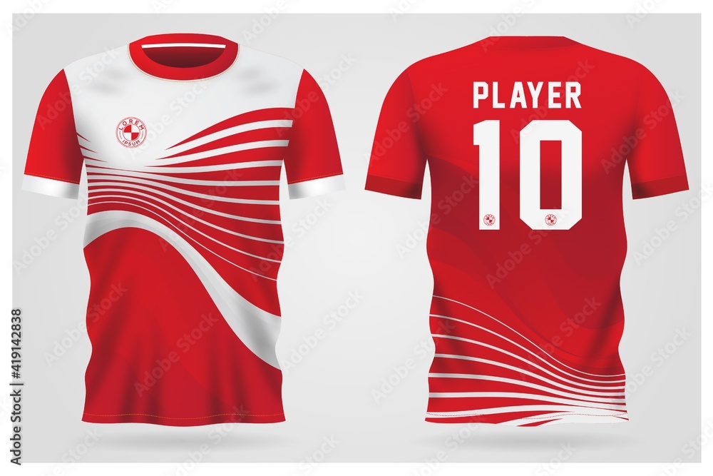 red sports jersey for uniforms and Soccer t shirt vector de Stock | Adobe Stock