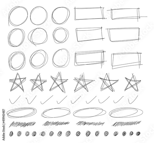 Set of scribble doodle element