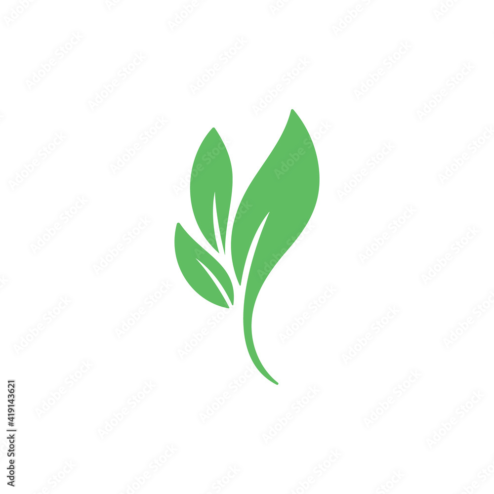 Plant and leaves icon. Leaf symbol of ecology, enviroment and nature. Vegetarian and vegan pictogram design.