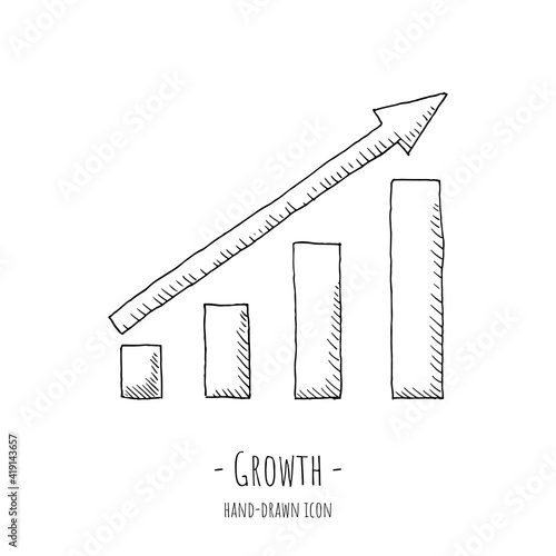 Growth icon. Vector illustration. Isolated on white.
